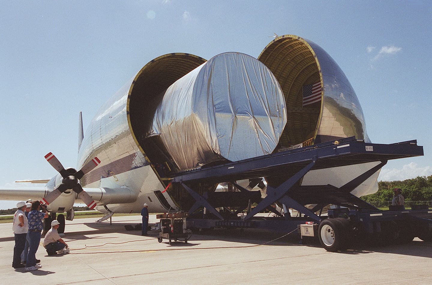 The ISS Quest airlock module being moved by transport aircraft